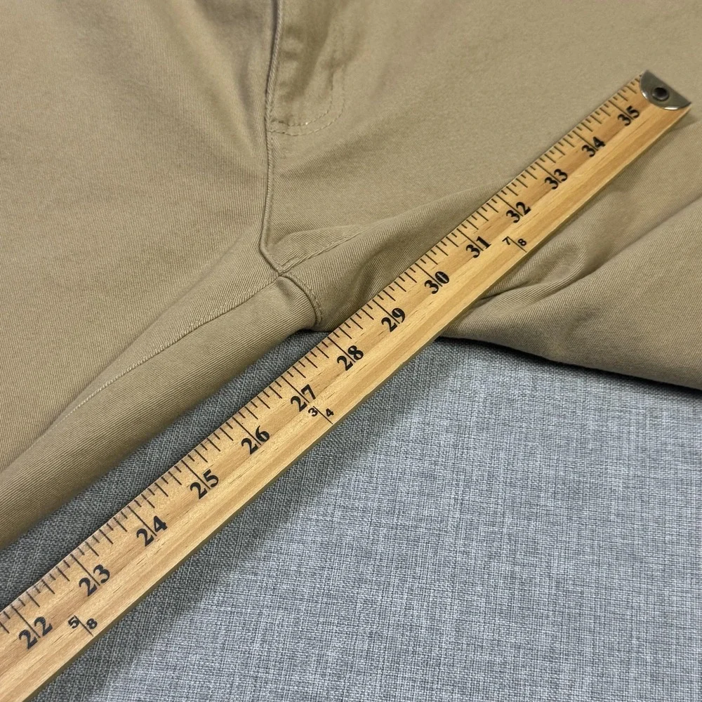 Ash & Erie Chino Pants Mens 35x28 Beige Cotton Spandex Stretch Flat Front